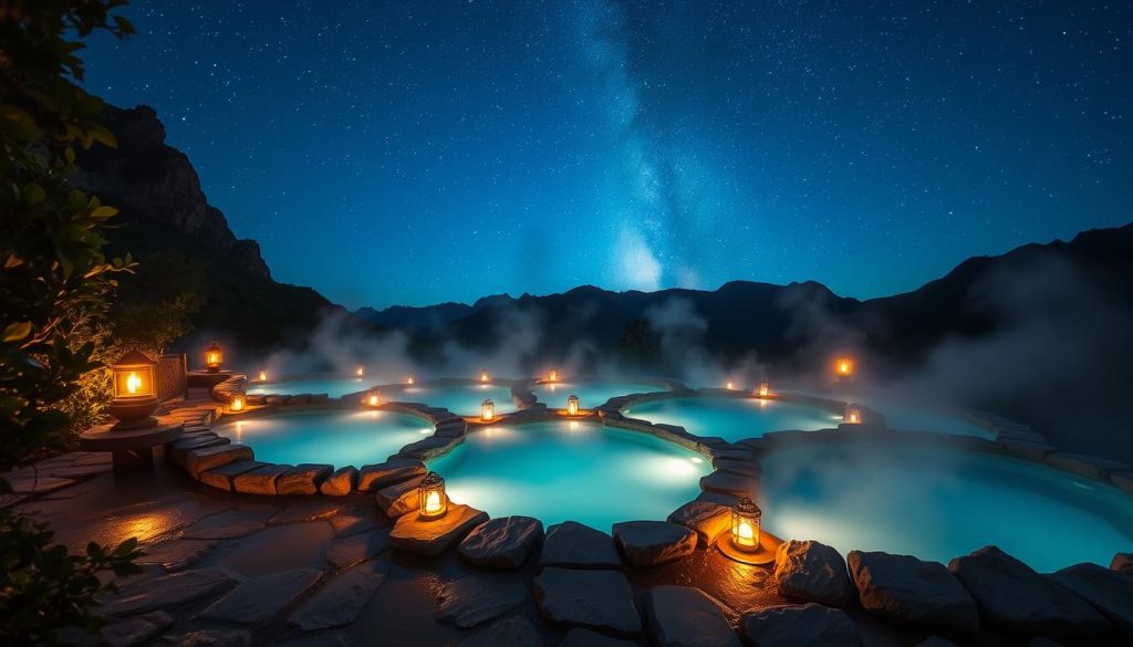 Romantic thermal pools under the stars